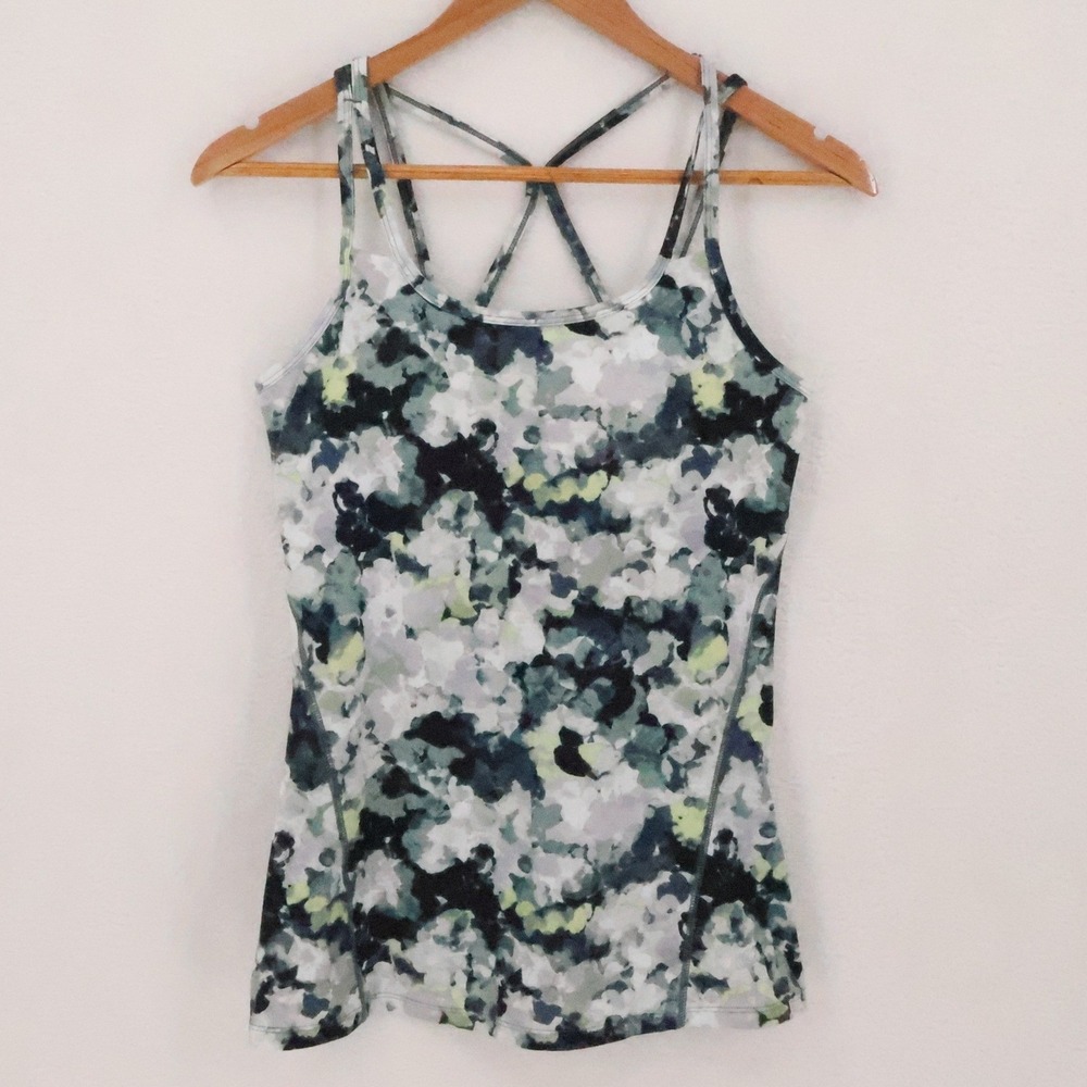 Womens Size S Green Watercolor Activewear Strappy